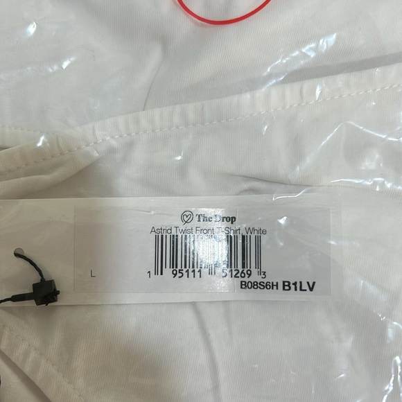 THE DROP WOMEN ASTRIC TWIST FRONT SHIRT WHITE NEW Sz LARGE - Picture 7 of 11
